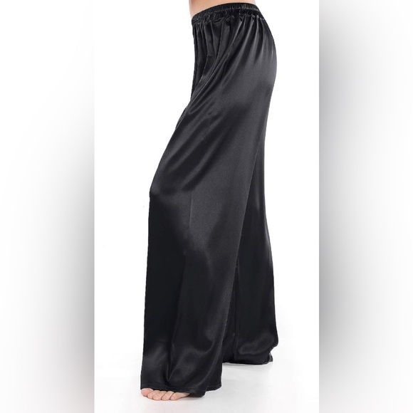 Wide leg, black Satin pants 3X - Picture 5 of 9